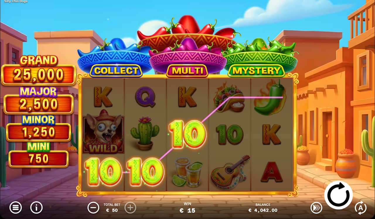 Silly Chili Dogs winning payline across the reels in the free demo Silly Chili Dogs winning payline across the reels in the free demo